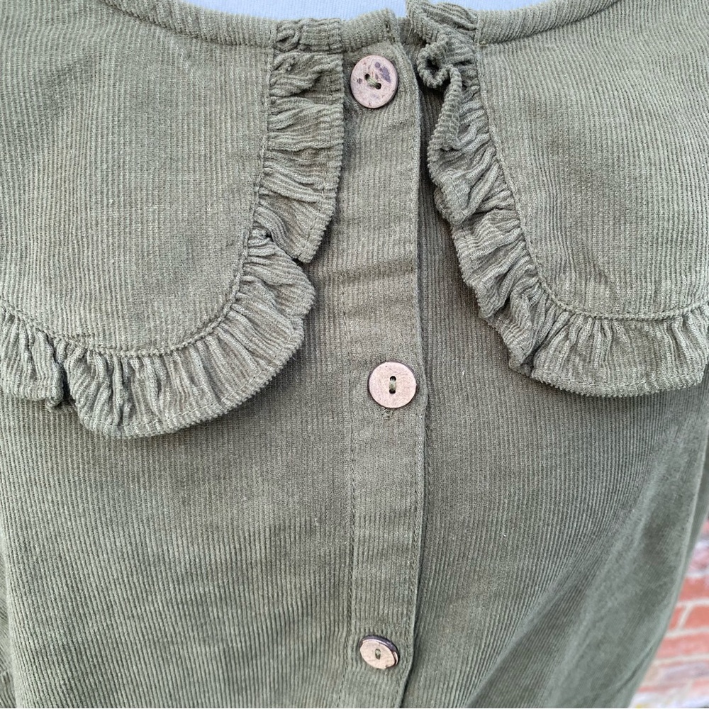 BNWT George Size 18 Khaki Green Cord Collared Top Blouse 100% Cotton Long Sleeve - Picture 8 of 13